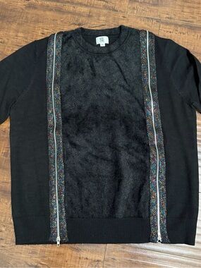 Women’s Black Zip-Trim Knit Sweater